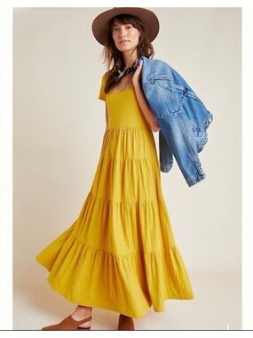 Anthropologie Maeve Gillian tiered maxi dress.